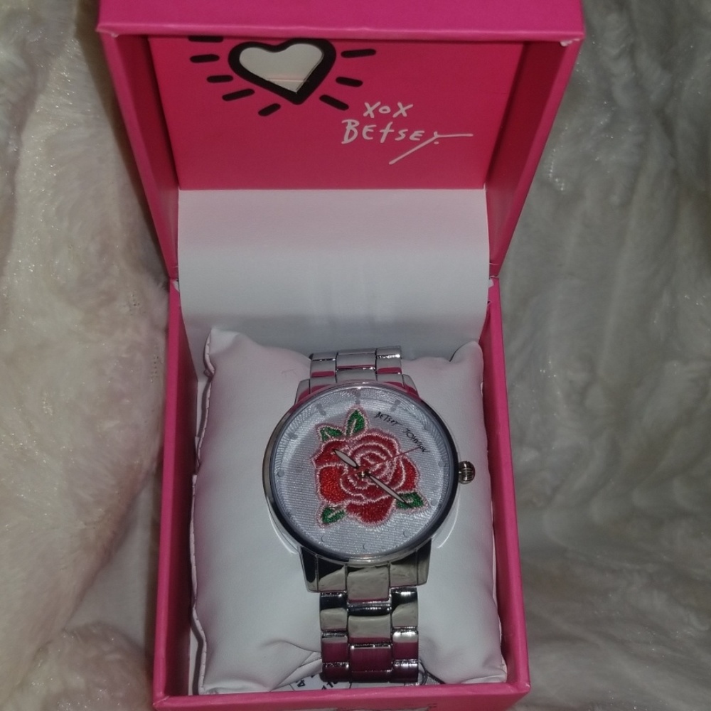 Betsey Johnson rose patch watch